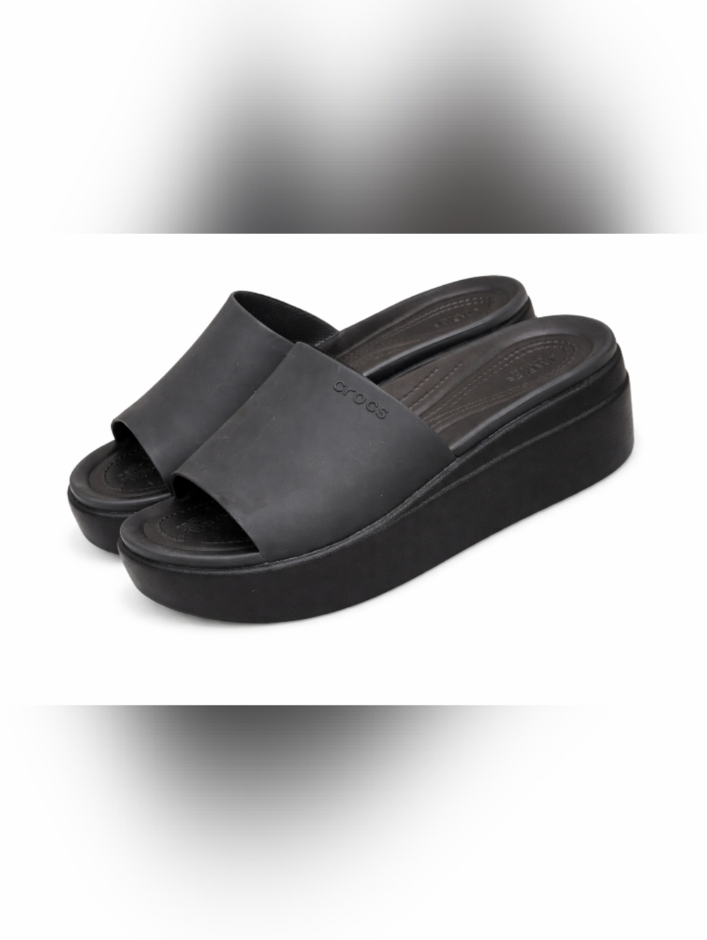 CROCS Black Platform Slide Mules